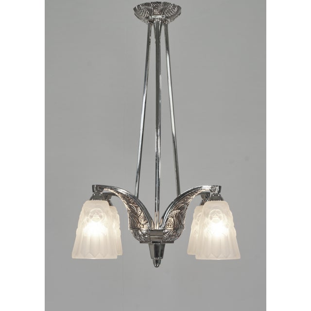 David Gueron Degue French Art Deco Chandelier by Degue & Vandamme 1920s France For Sale - Image 4 of 13
