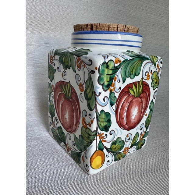 Italian Hand Painted Ceramic Canister For Sale - Image 4 of 4