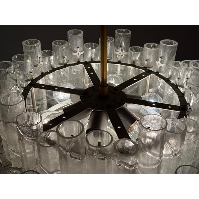 Brutalist Ice Murano Glass Tube Chandelier from Doria Leuchten, Germany, 1960s For Sale - Image 4 of 18
