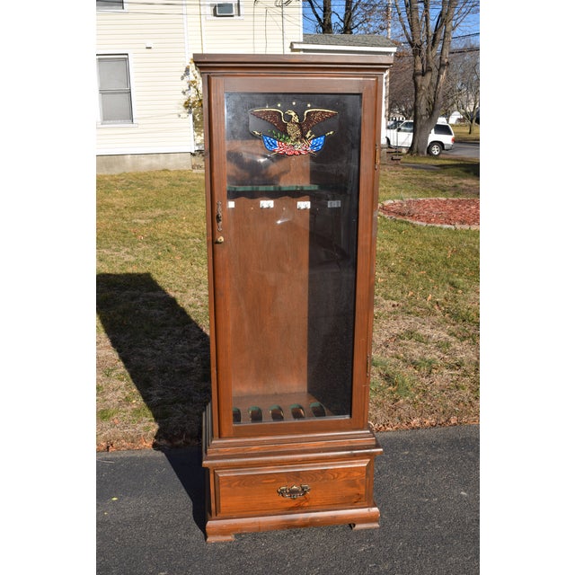 1970s Vintage Wooden Gun Case Holds 6 Rifles with Orig. Lock