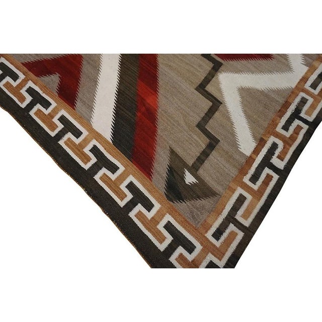 Tribal 1930s Camel Field Antique Native American Tribal Geometric Flat Weave Kilim Rug For Sale - Image 3 of 10