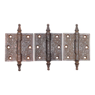 Set of Antique 3 X 3 In. Victorian Cast Iron Butt Door Hinges For Sale