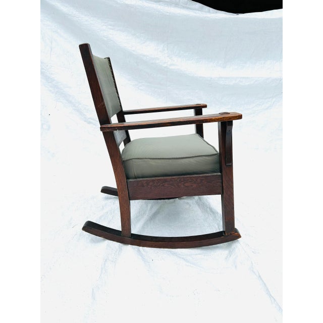 Avocado Vintage Mission Style Rocking Chair in Dark Oak For Sale - Image 8 of 10