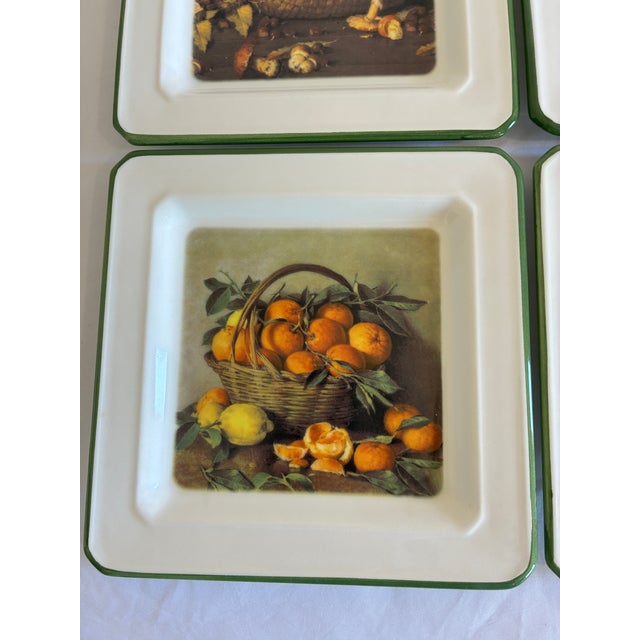 Late 20th Century Late 20th Century Brunelli Designs Fruit Motif Square Plates – Set of 4 For Sale - Image 5 of 11