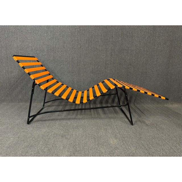 Orange Vintage Mid Century Modern Patio Lounge Chaise For Sale - Image 8 of 10