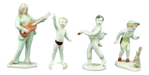 Vintage Porcelain Figurines from Hollohàza Manufactory, 1950s, Set of 4