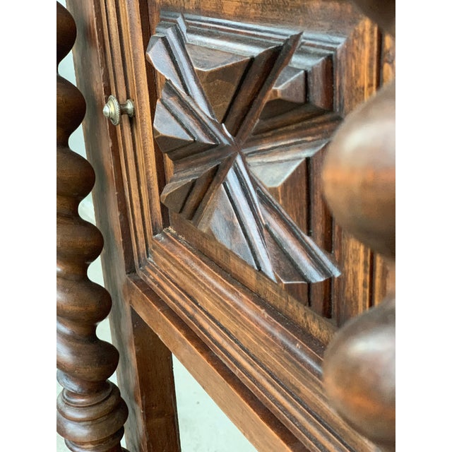 Mid 19th Century Mid 19th Century Pair of Solid Carved Brutalist French Nightstands with Solomonic Columns For Sale - Image 5 of 18