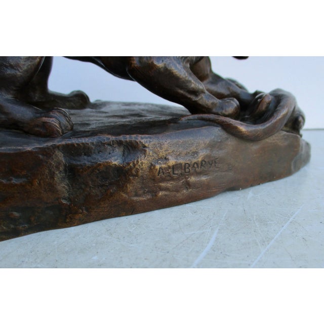 Early 19th Century Antoine-Louis Barye Bronze Panther Attacking a Civet Cat Circa 1840s' For Sale - Image 5 of 10