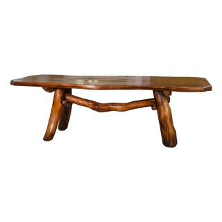 Vintage Brutalist Sculptural Table in Elm, 1970s For Sale