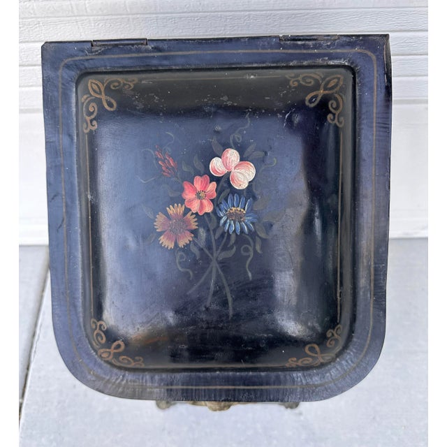 French Antique 19th Century French Hand Painted Fireplace Coal Scuttle For Sale - Image 3 of 12