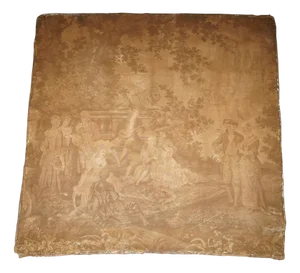 Antique Tapestry of Watteau-Esque Figures After Antoine Watteau, 1880a