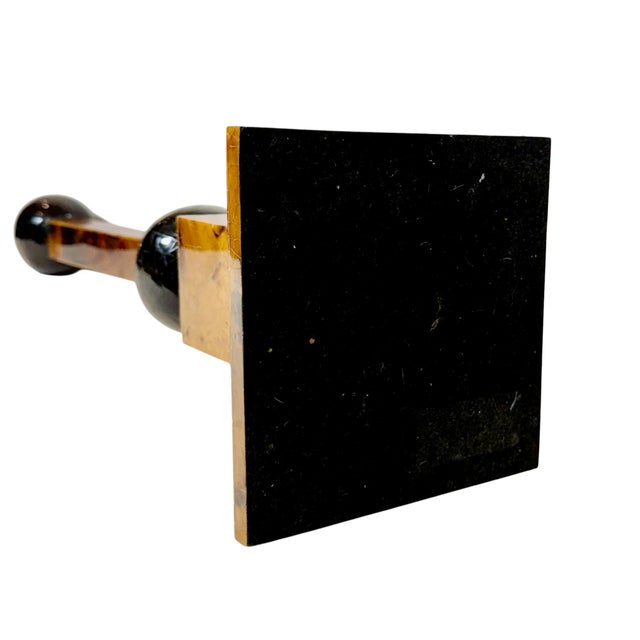 Maitland Smith Style Faux Tortoiseshell and Stainless Steel Candle Holders - A Pair For Sale - Image 9 of 9