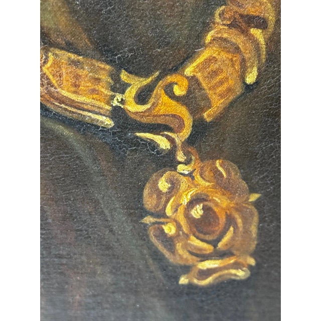 Red Early 20th Century Tudor Oil Portrait of Sir Thomas More Manner of Hans Holbein For Sale - Image 8 of 12