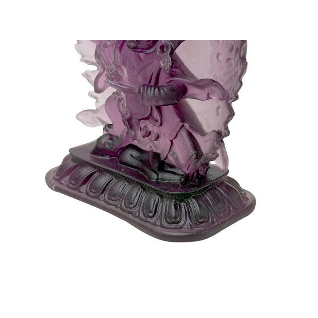 Purple 4" Amethyst Purple Crystal Glass Tibetan Guardian Deity Figure For Sale - Image 8 of 10