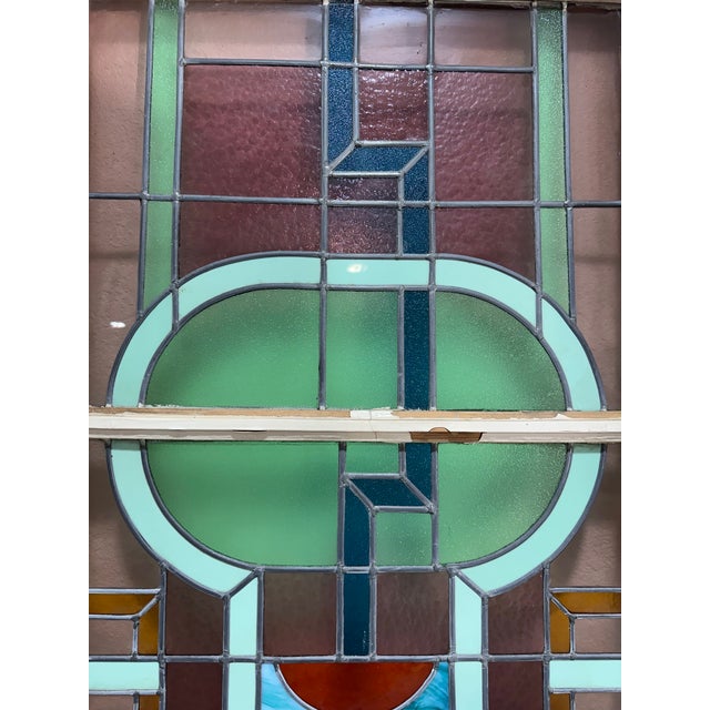 Frank Lloyd Wright Antique Art Deco Stained Glass Door For Sale - Image 4 of 12