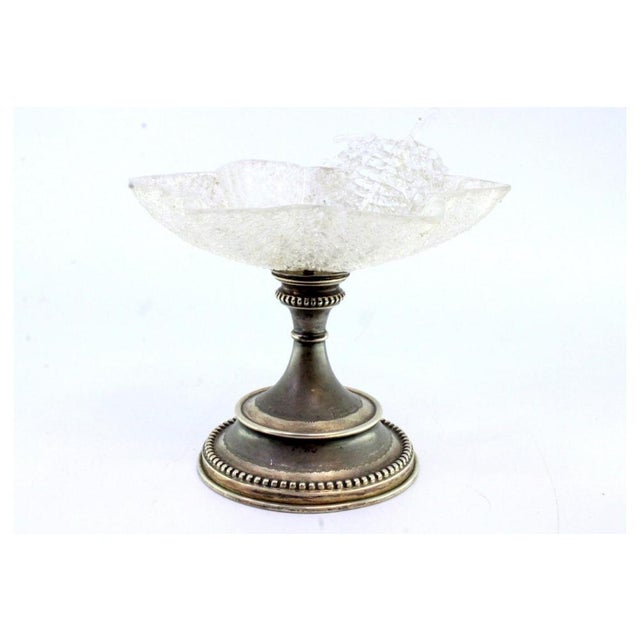 Candy Box with Silver Base and Pearly Friezes on a Frosted Glass Dome Support in the -Shaped of a Leaf For Sale - Image 6 of 8