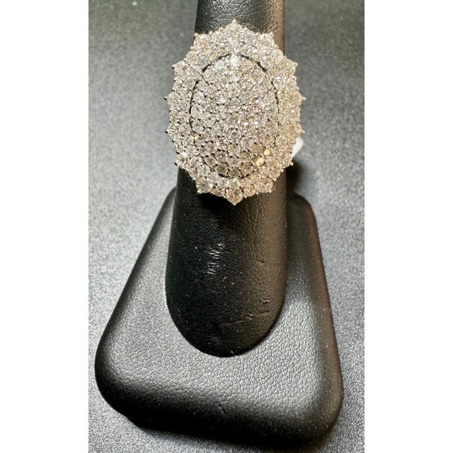 Transparent 4.60 Ct Natural Pave Set Diamond Cocktail Ring , Large Oval Shape 18K White Gold For Sale - Image 8 of 18