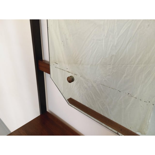 1960s Mid-Century Italian Hall Cabinet in Teak and Metal with Mirror, Shelves and Drawer, 1950s-1960s For Sale - Image 5 of 16