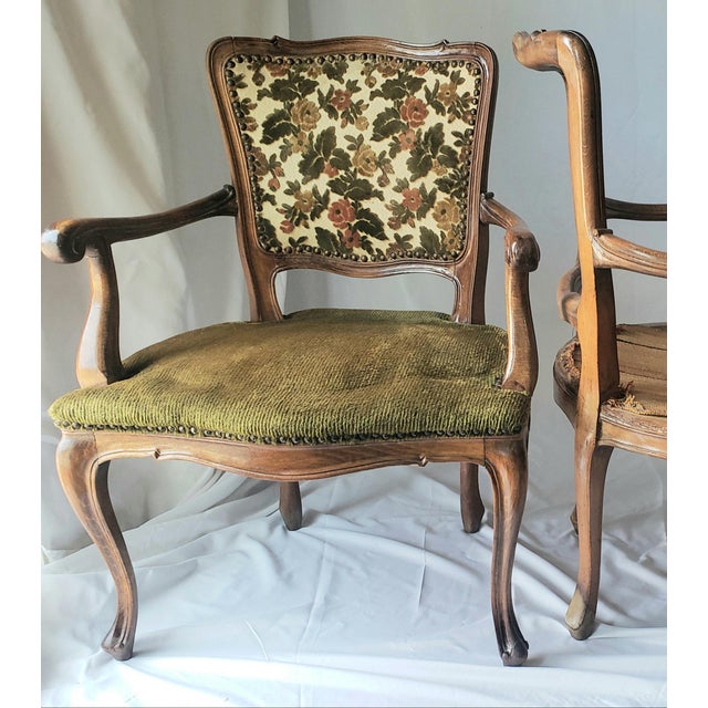 Green Pair of 19th Century French Louis XV Cabriolet Miniature Armchairs For Sale - Image 8 of 13