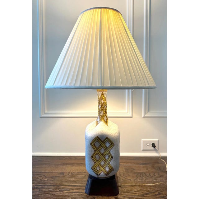 Mid-Century Modern Large Italian Vintage Guido Gambone Ceramic Table Lamp For Sale - Image 3 of 12