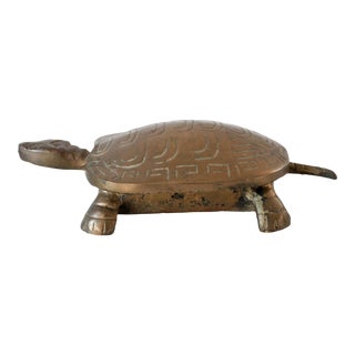 Vintage Brass Turtle Trinket Box For Sale