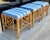 1970s Chinese Chippendale Style Rattan / Bamboo Ottomans / Tables in Blue and White -S/3 For Sale In Atlanta - Image 6 of 6
