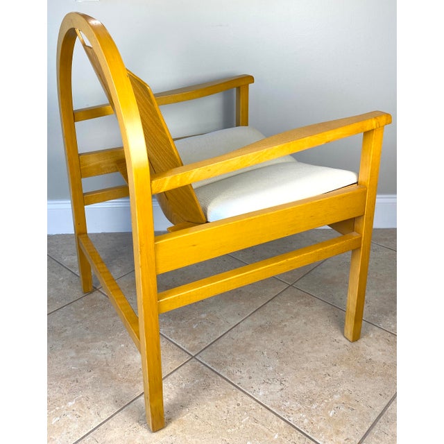 Baumann France 20th Century French Pair of Modern Vintage Beechwood Armchairs by Baumann France For Sale - Image 4 of 8