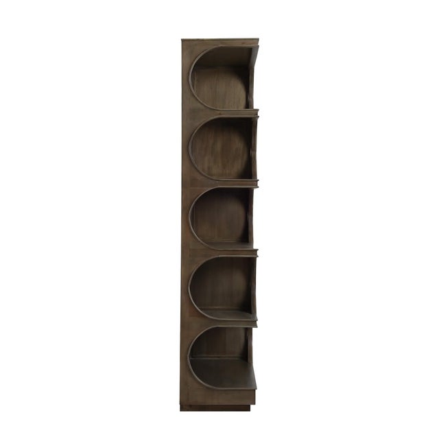 2020s Geometric Mid Century Mahogany Open Bookcase - Medium Finish For Sale - Image 5 of 6
