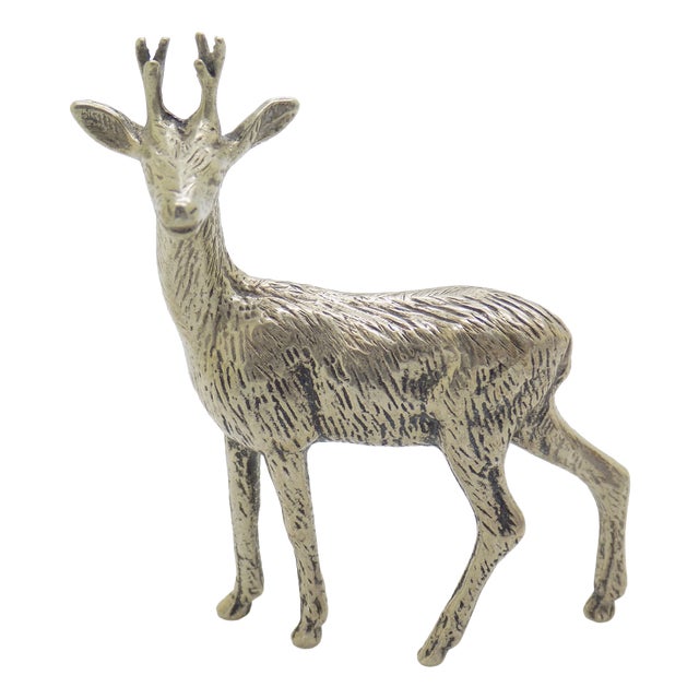 Vintage Italian Handmade Silver 800 Deer Fawn Figurine, 1970s For Sale