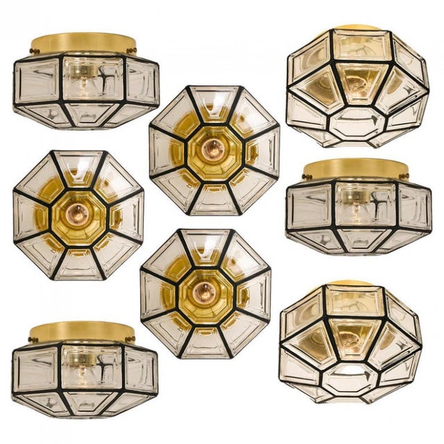 Iron and Clear Glass Flush Mount or Wall Light attributed to Limburg, 1970s For Sale - Image 3 of 15