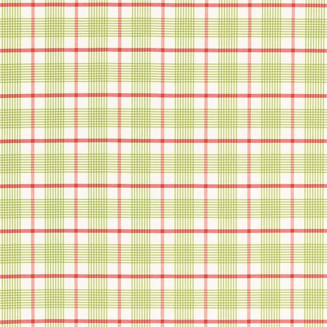 Sample - Schumacher St. Lucia Plaid Fabric in Lime For Sale