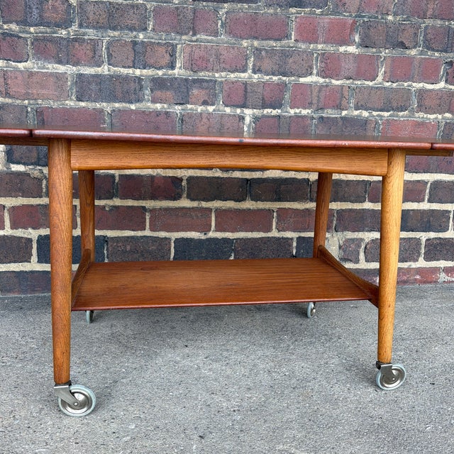 Hans J. Wegner for Andreas Tuck at-15 Danish Modern Teak Drop-Leaf Tea Trolley For Sale In Cleveland - Image 6 of 12