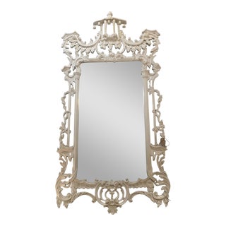 White Lacquered Labarge Pagoda Mirror For Sale