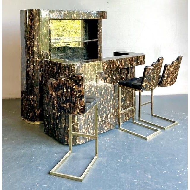 Enrique Garcel Vintage Boho Tessellated Horn Dry Bar Set of 5 For Sale - Image 4 of 14