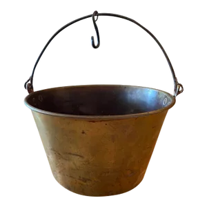 Antique Late 19th Century Brass & Iron Pail or Bucket Signed Hw Hayden the Waterbury Brass Co.