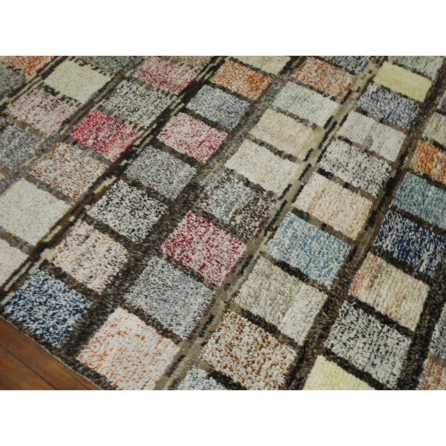 Textile Zabihi Collection Turkish Tulu Multi Dimensional Box Design Rug For Sale - Image 7 of 9