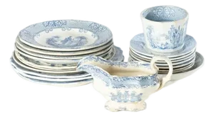 Early 20th Century Blue and White Transferware - 21pcs