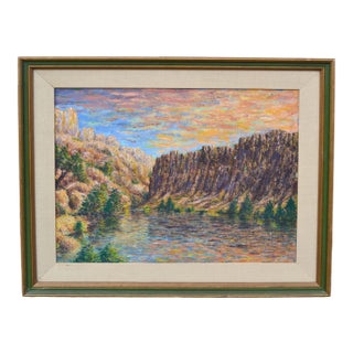 Mid 20th Century "Utah Desert Range" Landscape Painting, Framed For Sale