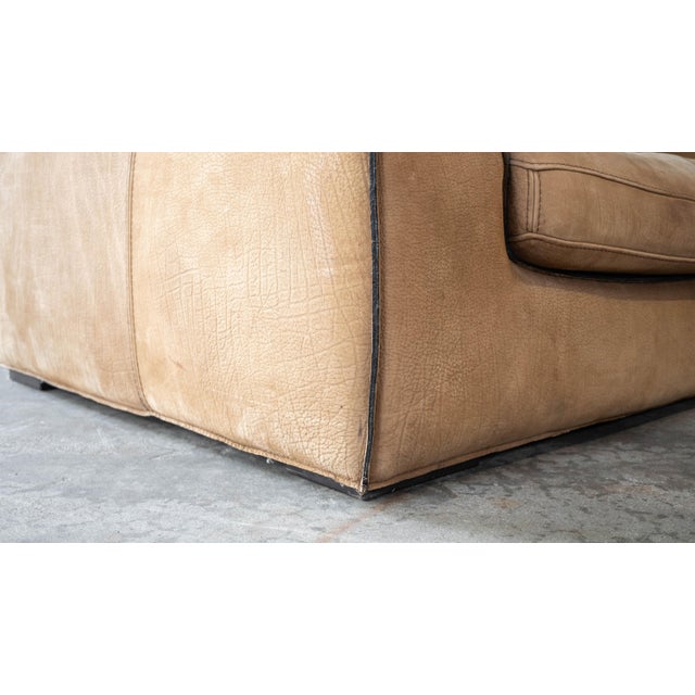 Roche Bobois for Tre Erre S.p.A. Buffalo Camel Leather Sofa For Sale - Image 13 of 15