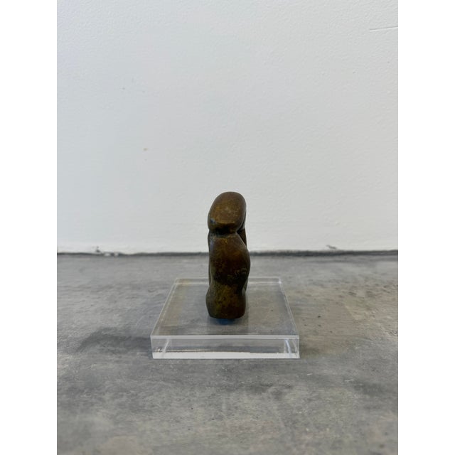 Metal Brazilian Modern Bronze Sculpture of Two Fingers Snapping on Acrylic Base, 1980s For Sale - Image 7 of 10