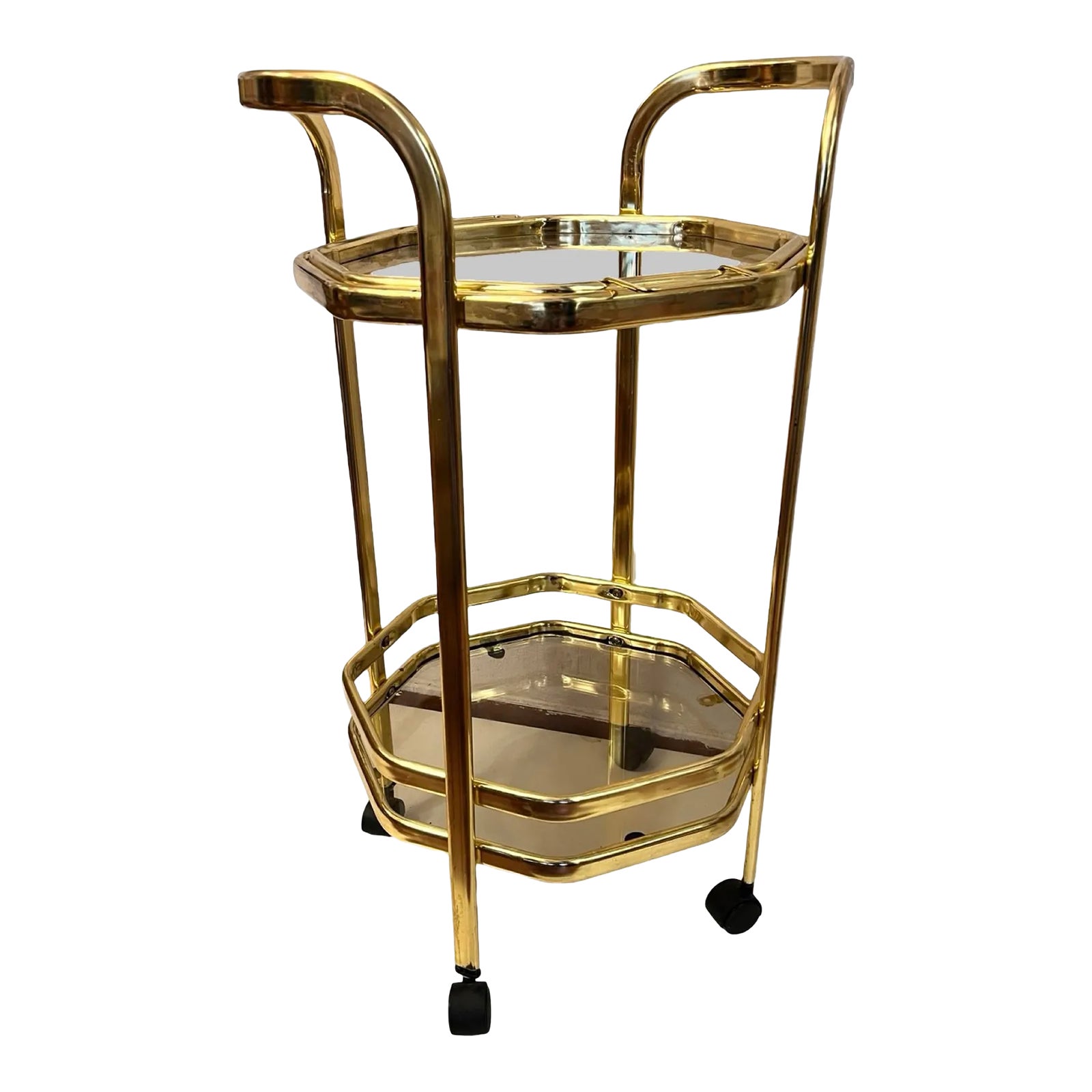 Glass Mobile Table, Golden Bar, Assistant, Hollywood Regency, Germany ...