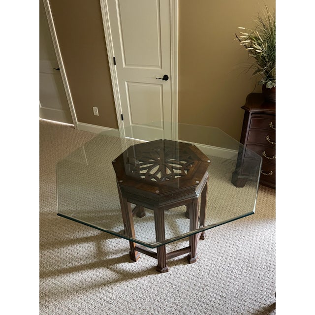 Ethan Allen Octagon Glass Dining Table For Sale In Birmingham - Image 6 of 9