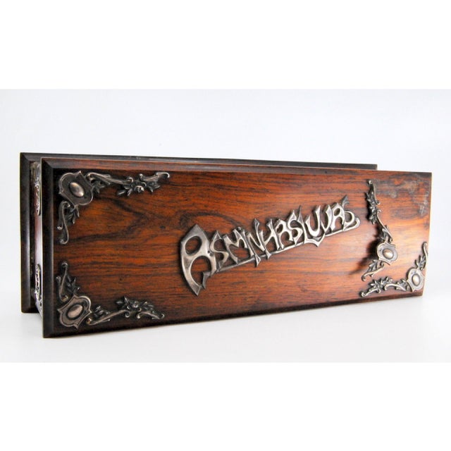 Wooden Glove Box with Silver Applications and My Gloves Engraving For Sale - Image 4 of 10