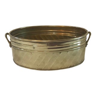Vintage Brass Oval Planter For Sale