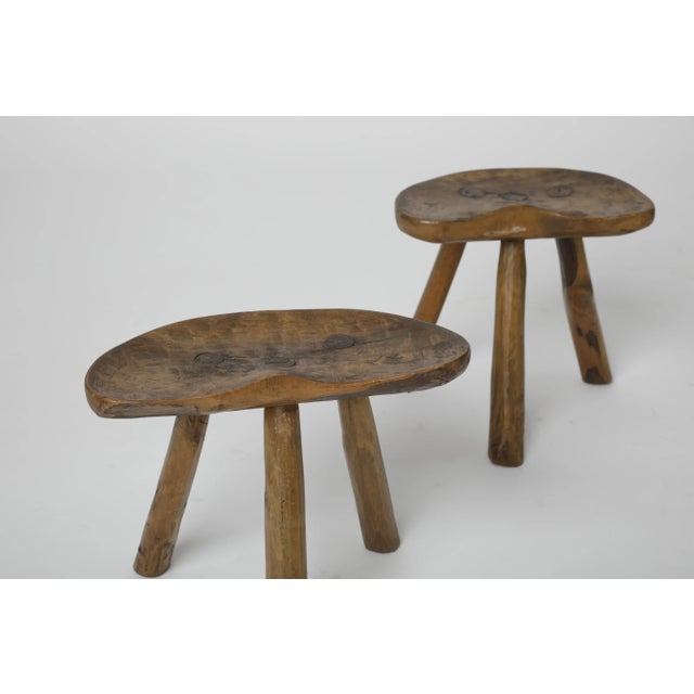 1950s Italian Primitive Wooden Stools, 1950s, Set of 3 For Sale - Image 5 of 6