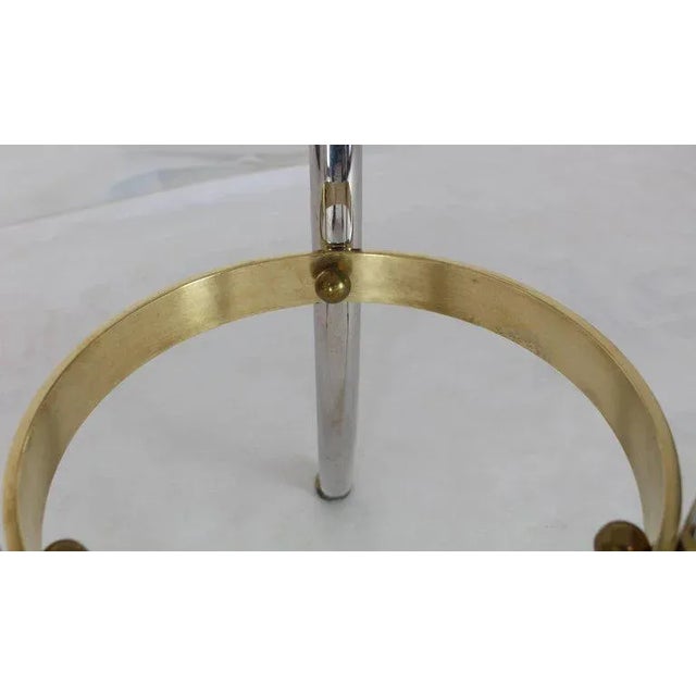 Mid-Century Modern 1970s Mid-Century Modern Brass Chrome Marble-Top Hoof Feet Large Rings Accents Table For Sale - Image 3 of 12
