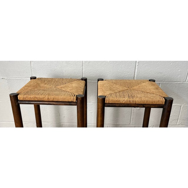 Charlotte Perriand 1970s Vintage Rush Seat Stools in the Style of Charlotte Perriand For Sale - Image 4 of 10