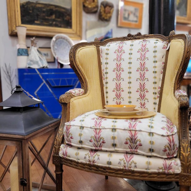 Napoleon III Wooden Corbeille Armchair with Pierre Frey Upholstery, France, 1820s For Sale - Image 3 of 18