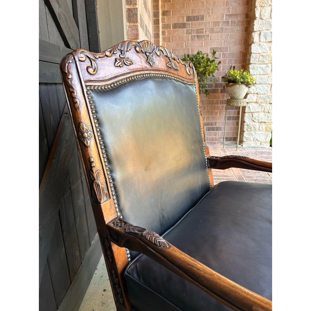 Black 1990s Bergere Chair Pair in Luscious Black Leather For Sale - Image 8 of 8