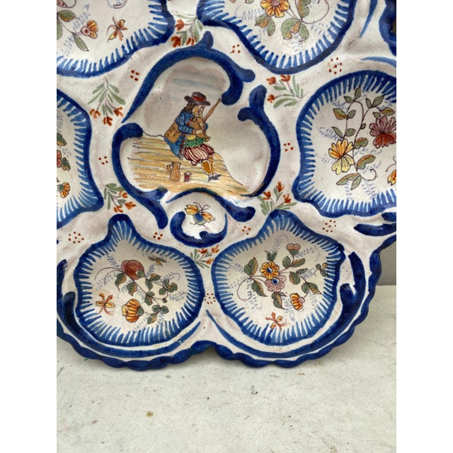 19th Century French Faience Breton Oyster Plate Malicorne For Sale - Image 4 of 6